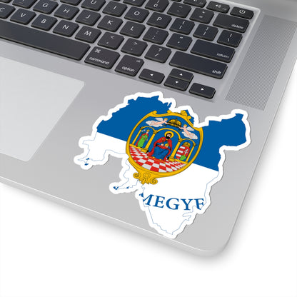 Flag-map of Tolna County (Hungary) STICKER Vinyl Kiss-Cut Decal