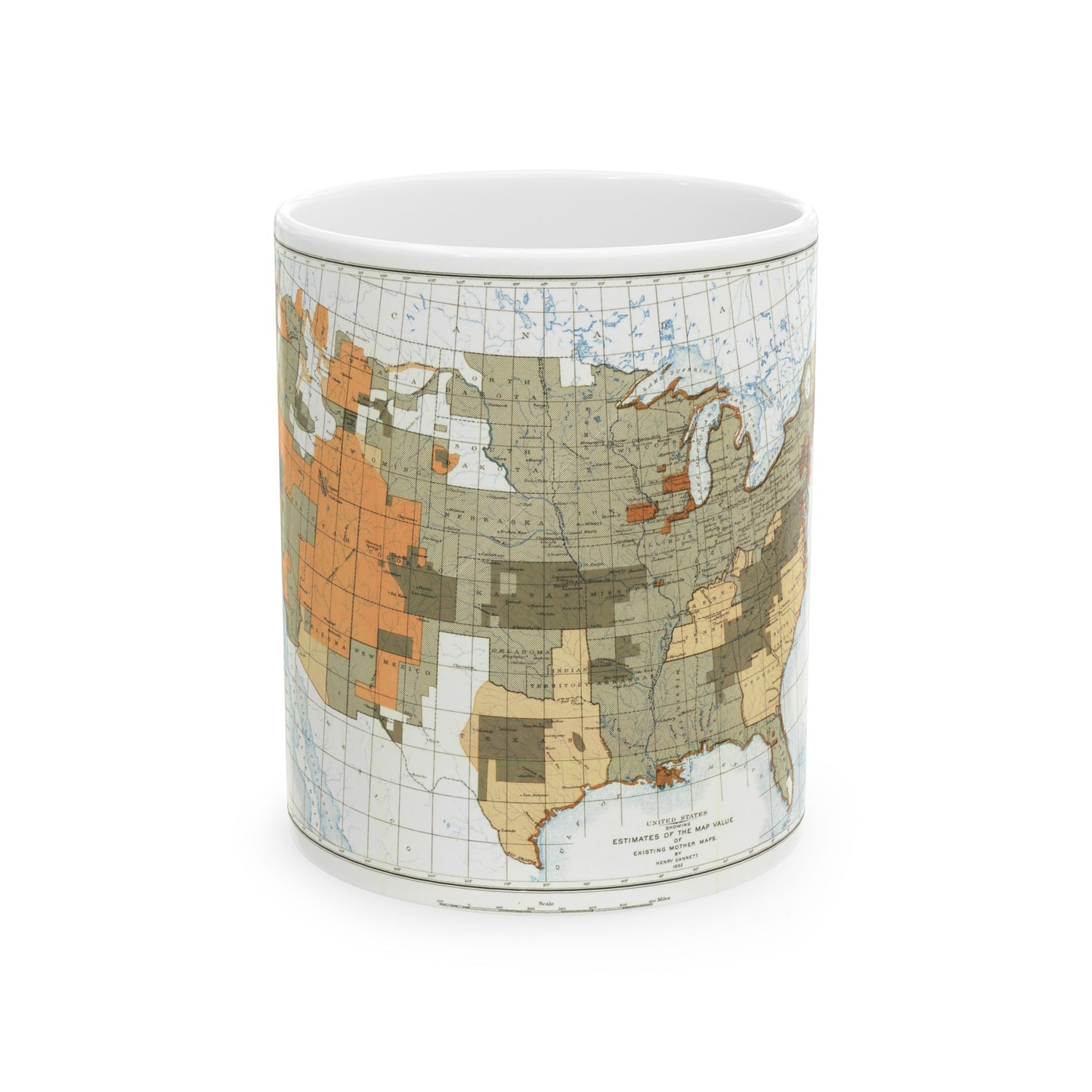 USA - The United States (1892) (Map) White Coffee Mug-11oz-The Sticker Space