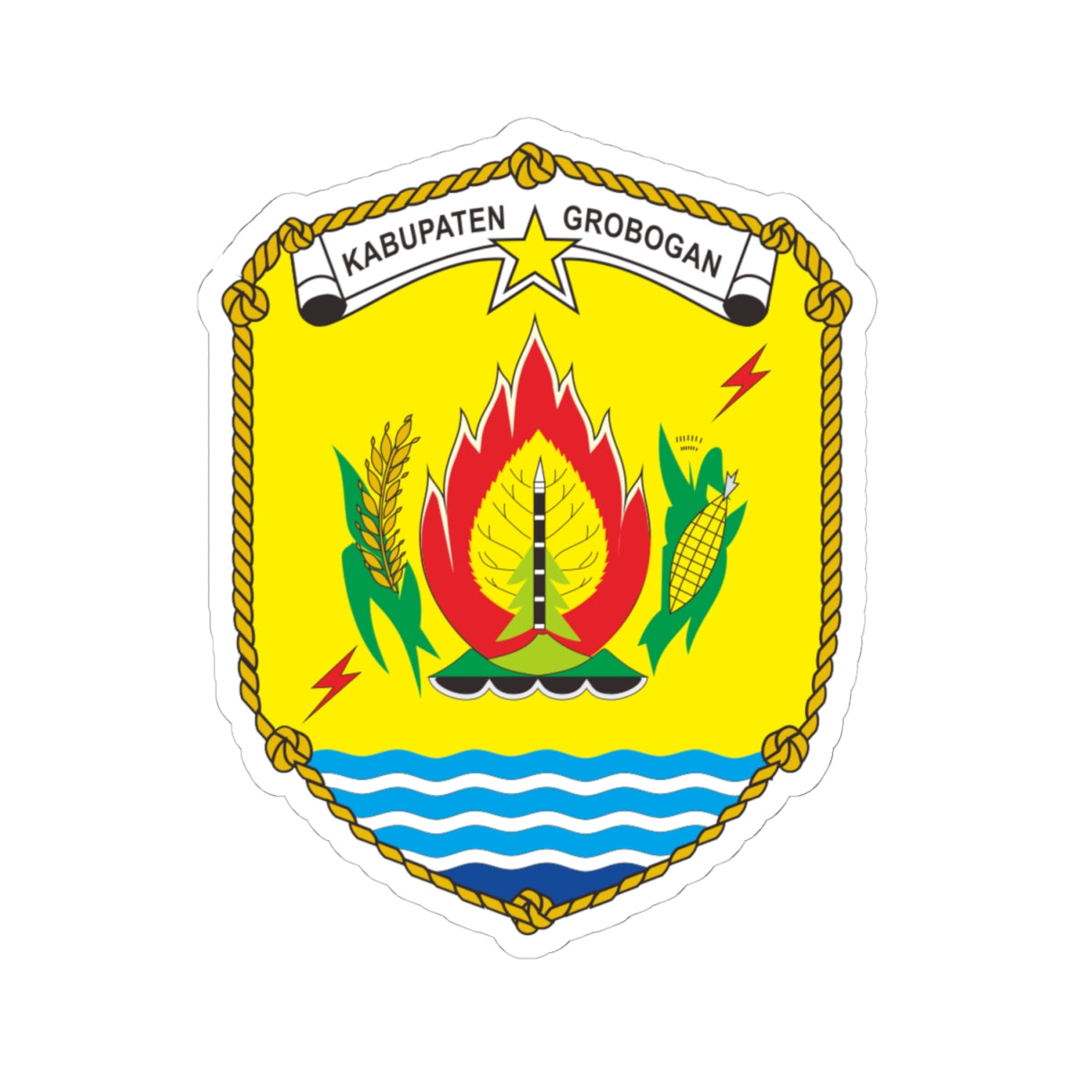 Coat of arms of Grobogan Regency (Indonesia) (Coat of Arms) STICKER Vinyl Kiss-Cut Decal