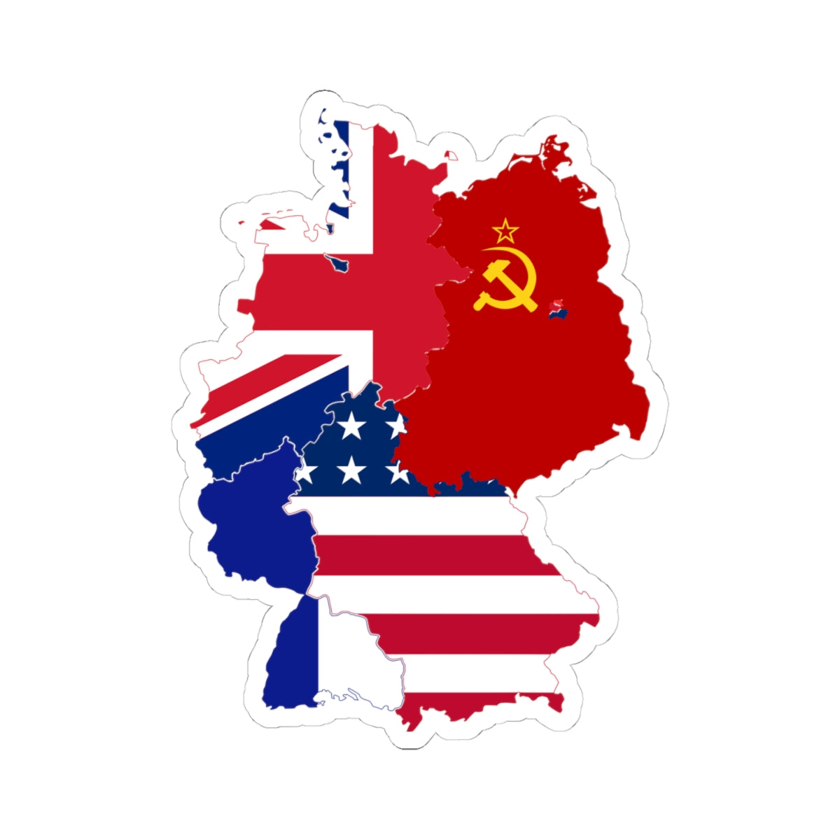 Flag-map of the allied-occupied Germany (Germany) STICKER Vinyl Kiss-Cut Decal