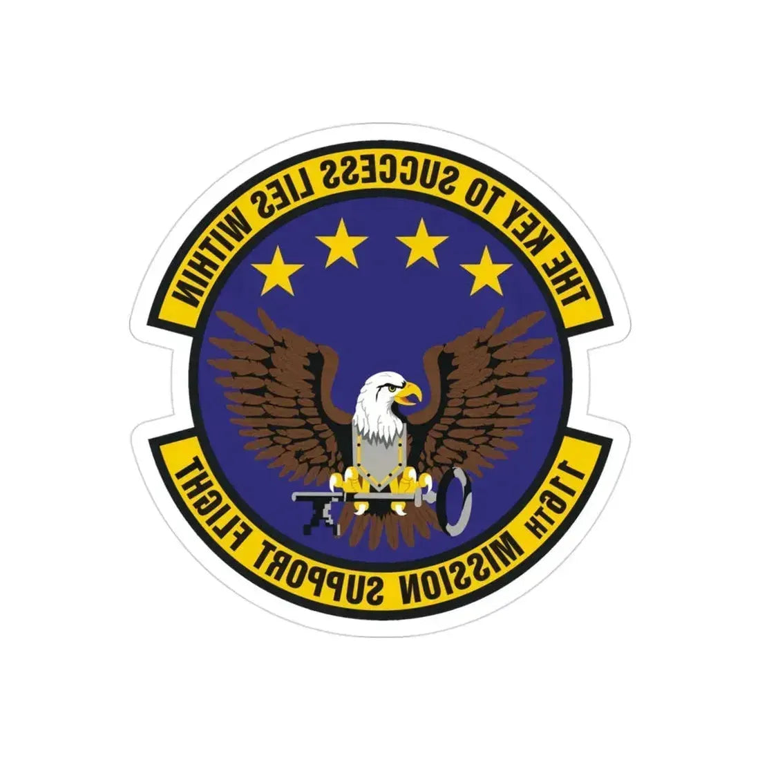 116th Mission Support Flight (U.S. Air Force) REVERSE PRINT Transparent Die-Cut STICKER 3 Inch Die-Cut Transparent - The Sticker Space