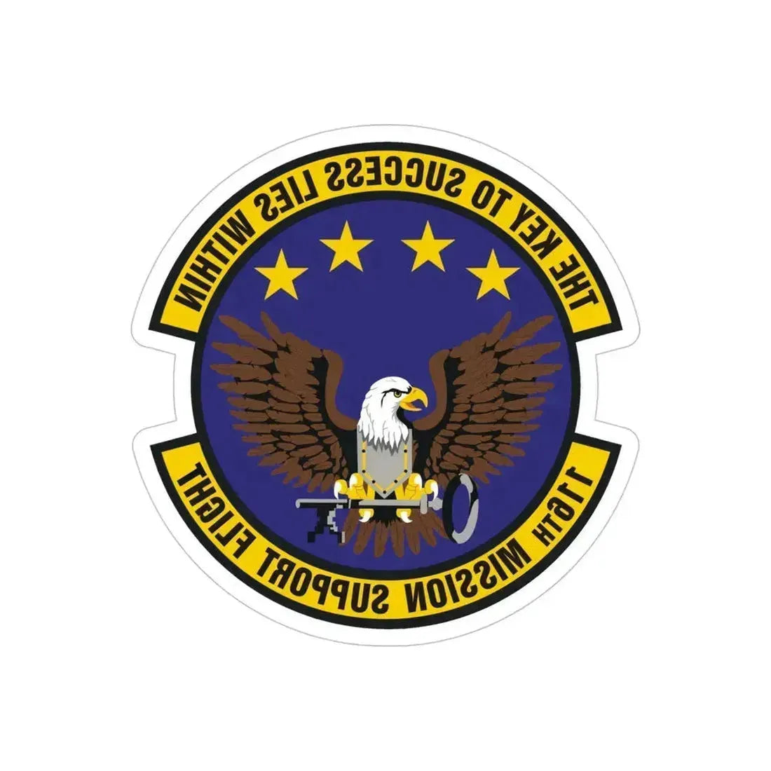 116th Mission Support Flight (U.S. Air Force) REVERSE PRINT Transparent Die-Cut STICKER 5 Inch Die-Cut Transparent - The Sticker Space