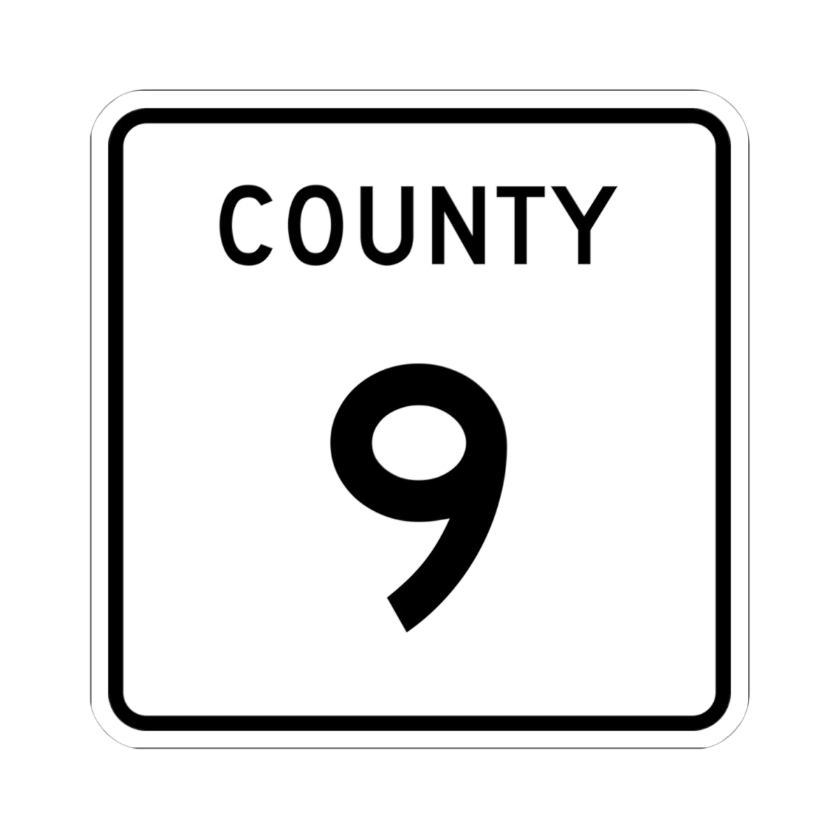 County 9 square (Minnesota) (Road Sign) STICKER Vinyl Kiss-Cut Decal