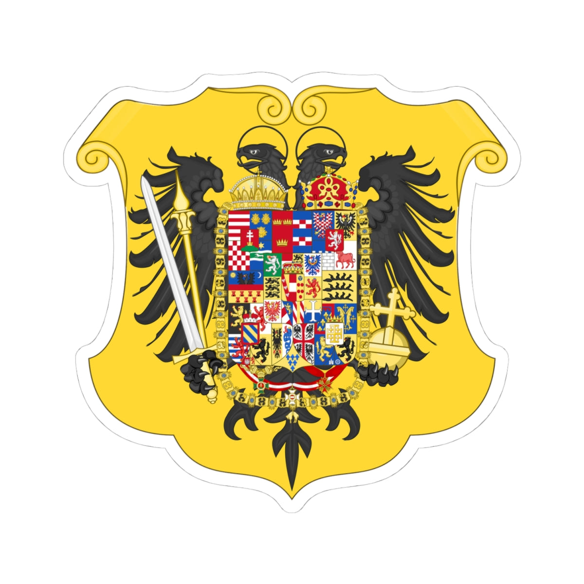 Arms of Leopold II and Francis II Holy Roman Emperors-Or shield variant (Spain) (Coat of Arms) STICKER Vinyl Kiss-Cut Decal