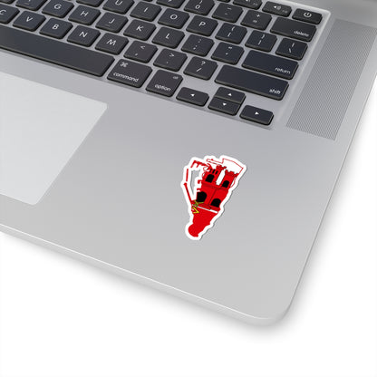 Flag map of Gibraltar (United Kingdom) STICKER Vinyl Kiss-Cut Decal