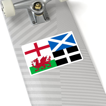 Flags of England Scotland Wales and Cornwall (England) STICKER Vinyl Kiss-Cut Decal