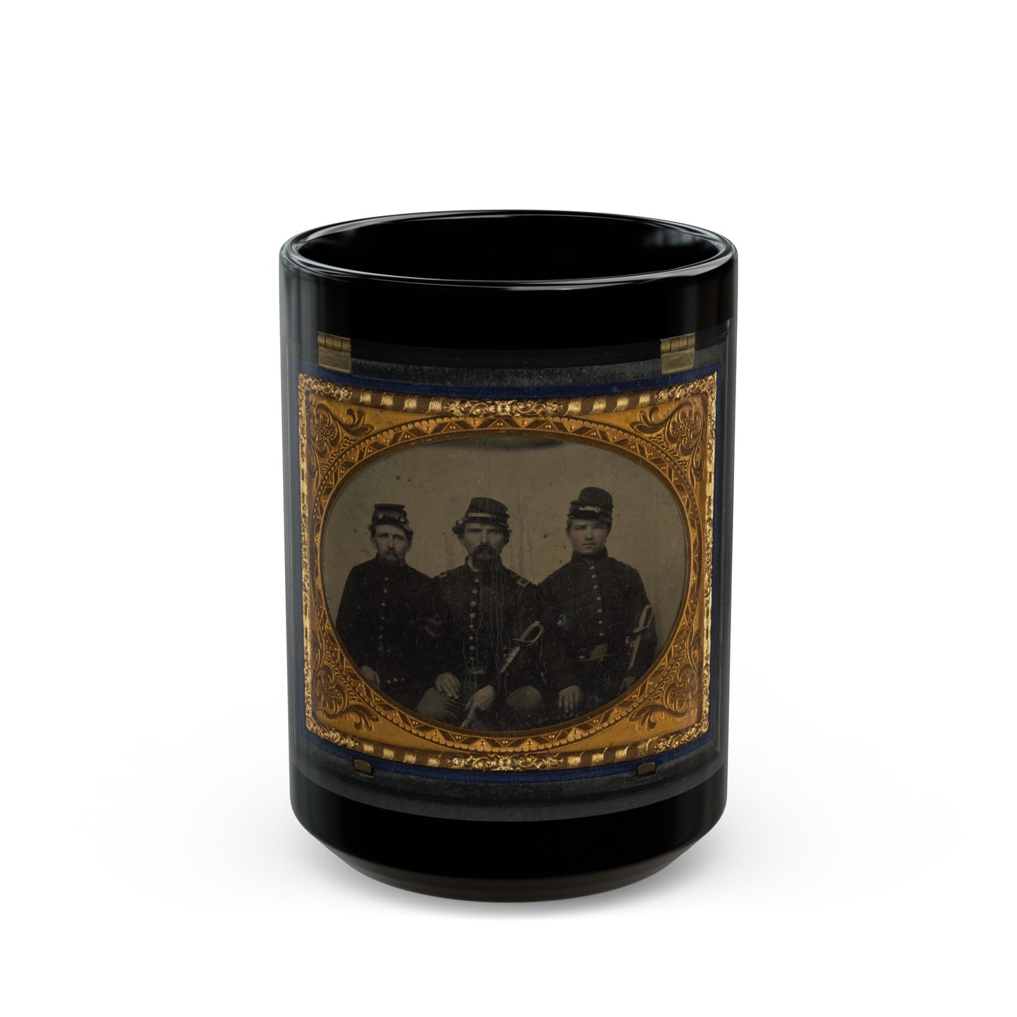 Three Unidentified Soldiers In Union Uniforms With Swords (U.S. Civil War) Black Coffee Mug