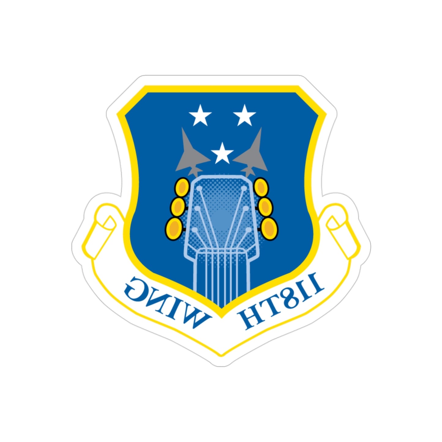 118th Wing ANG (U.S. Air Force) REVERSE PRINT Transparent STICKER-3" × 3"-The Sticker Space