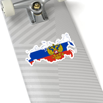 Flag map of Russia with coat of arms 2014-2022 (Russia) STICKER Vinyl Kiss-Cut Decal