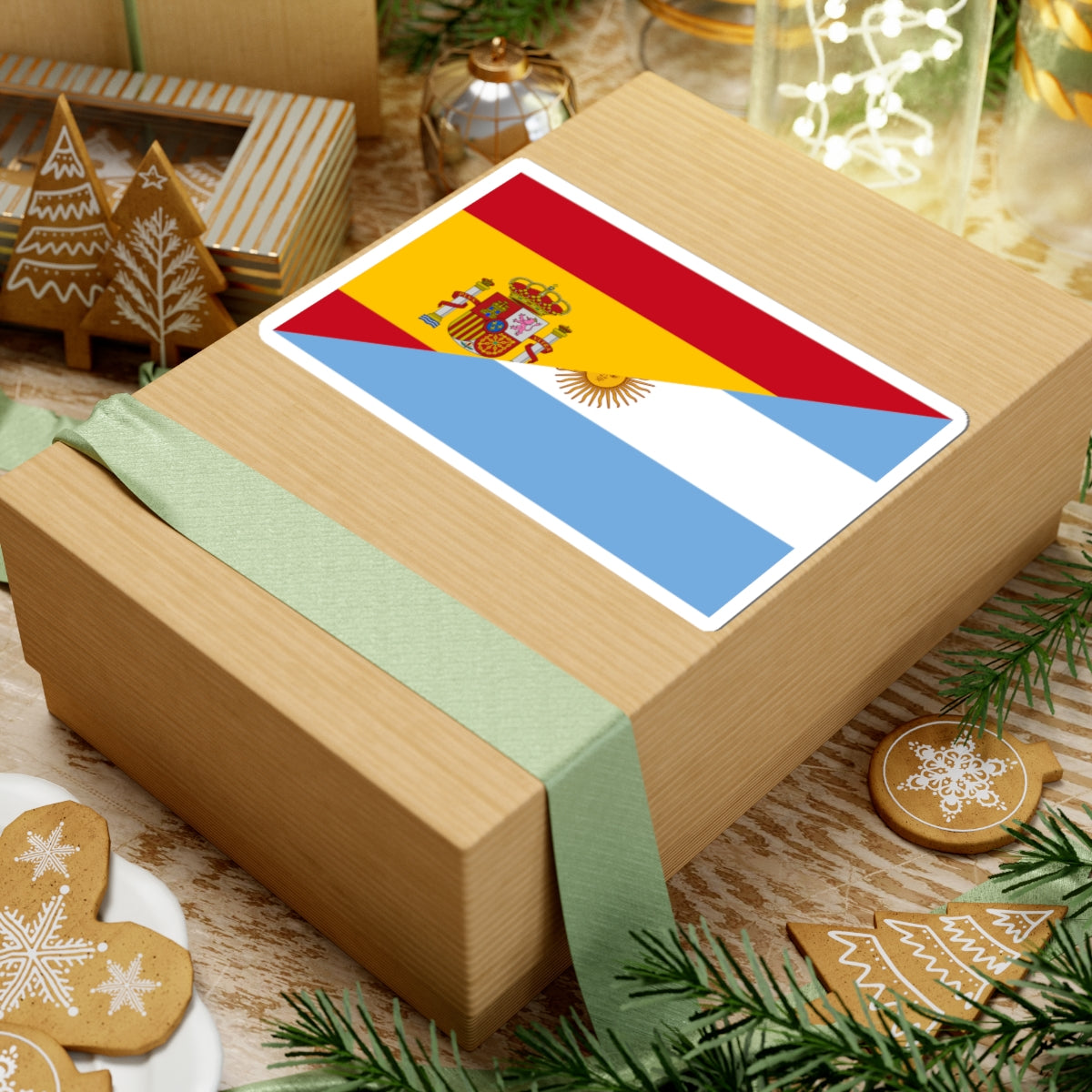 Flag of Argentina and Spain (Spain) STICKER Vinyl Kiss-Cut Decal