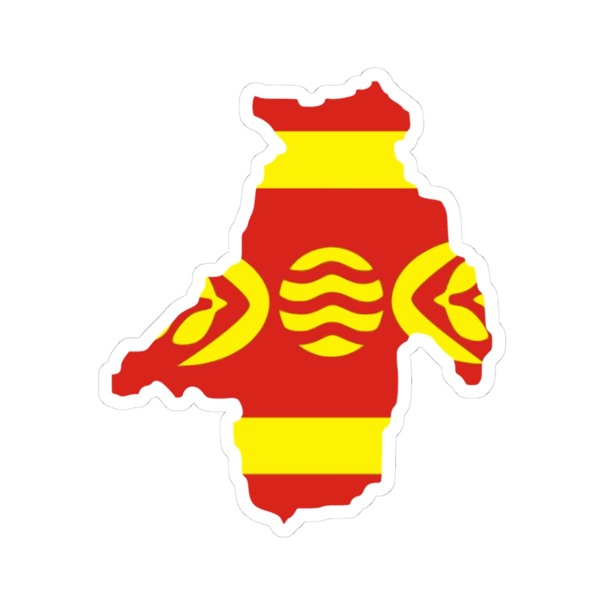 Flag map of Kočani Municipality (North Macedonia) STICKER Vinyl Kiss-Cut Decal