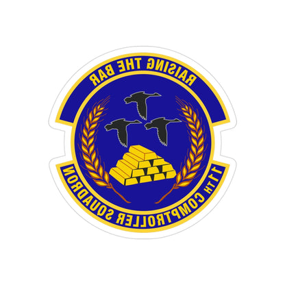 11th Comptroller Squadron (U.S. Air Force) REVERSE PRINT Transparent STICKER-3" × 3"-The Sticker Space