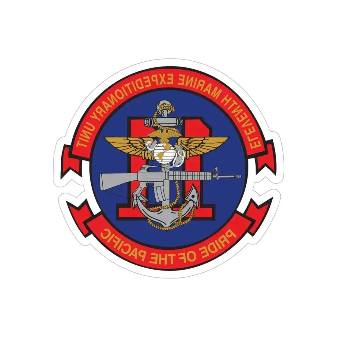 11th MEU (USMC) REVERSE PRINT Transparent Die-Cut STICKER 6 Inch Die-Cut Transparent - The Sticker Space