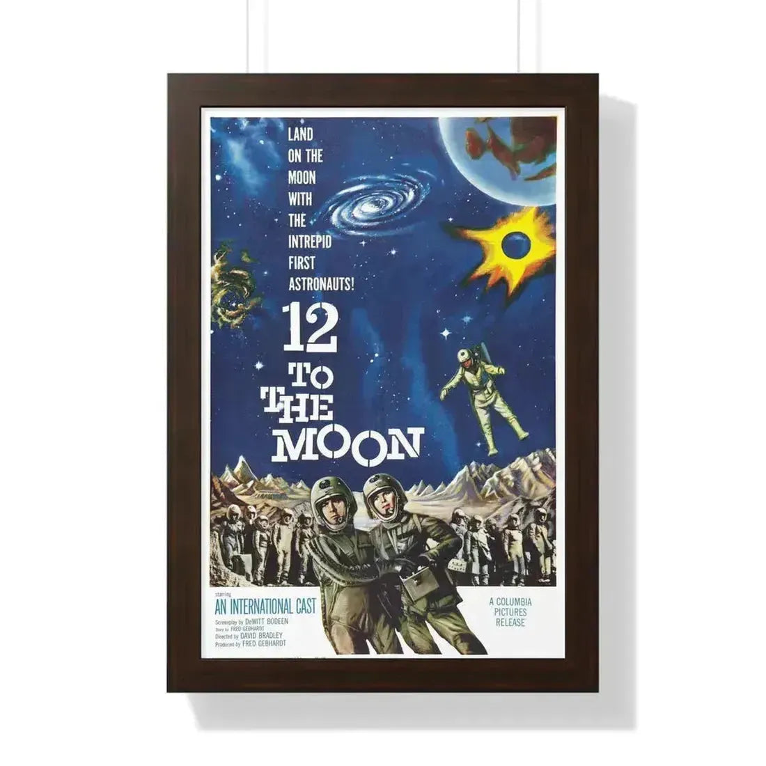 12 TO THE MOON 1960 - Framed Movie Poster 16″ x 24″ Walnut - The Sticker Space
