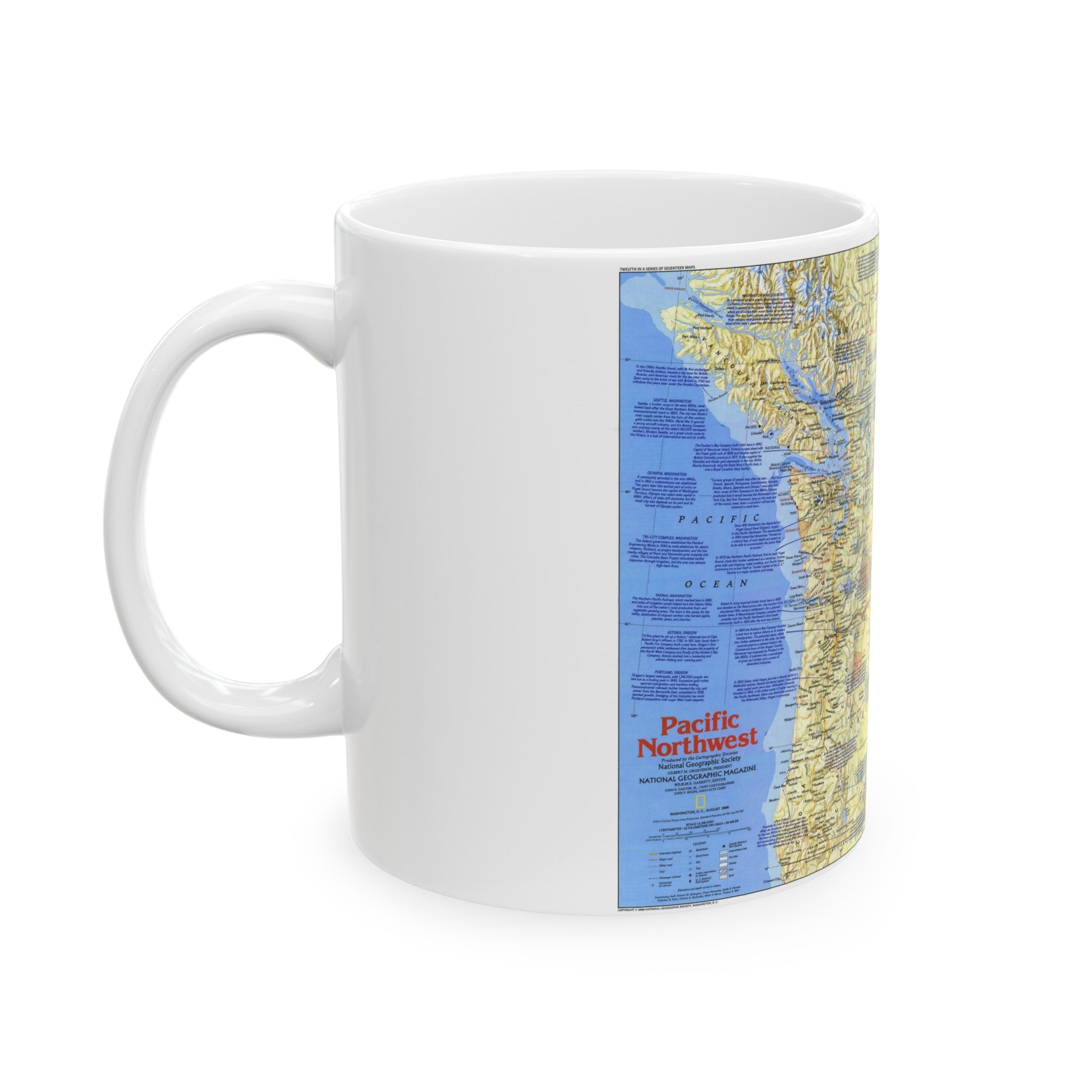 USA - Pacific Northwest 1 (1986) (Map) White Coffee Mug-The Sticker Space