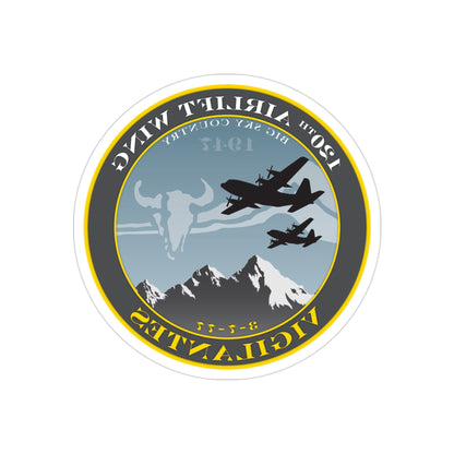 120th Airlift Wing (U.S. Air Force) REVERSE PRINT Transparent STICKER-3" × 3"-The Sticker Space