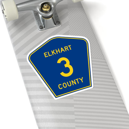 Elkhart County Road 3 IN (Indiana) (Road Sign) STICKER Vinyl Kiss-Cut Decal