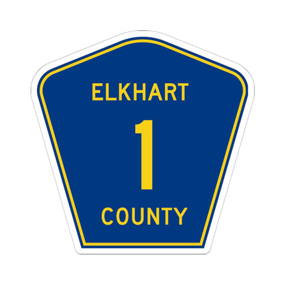 Elkhart County Road 1 IN (Indiana) (Road Sign) STICKER Vinyl Kiss-Cut Decal