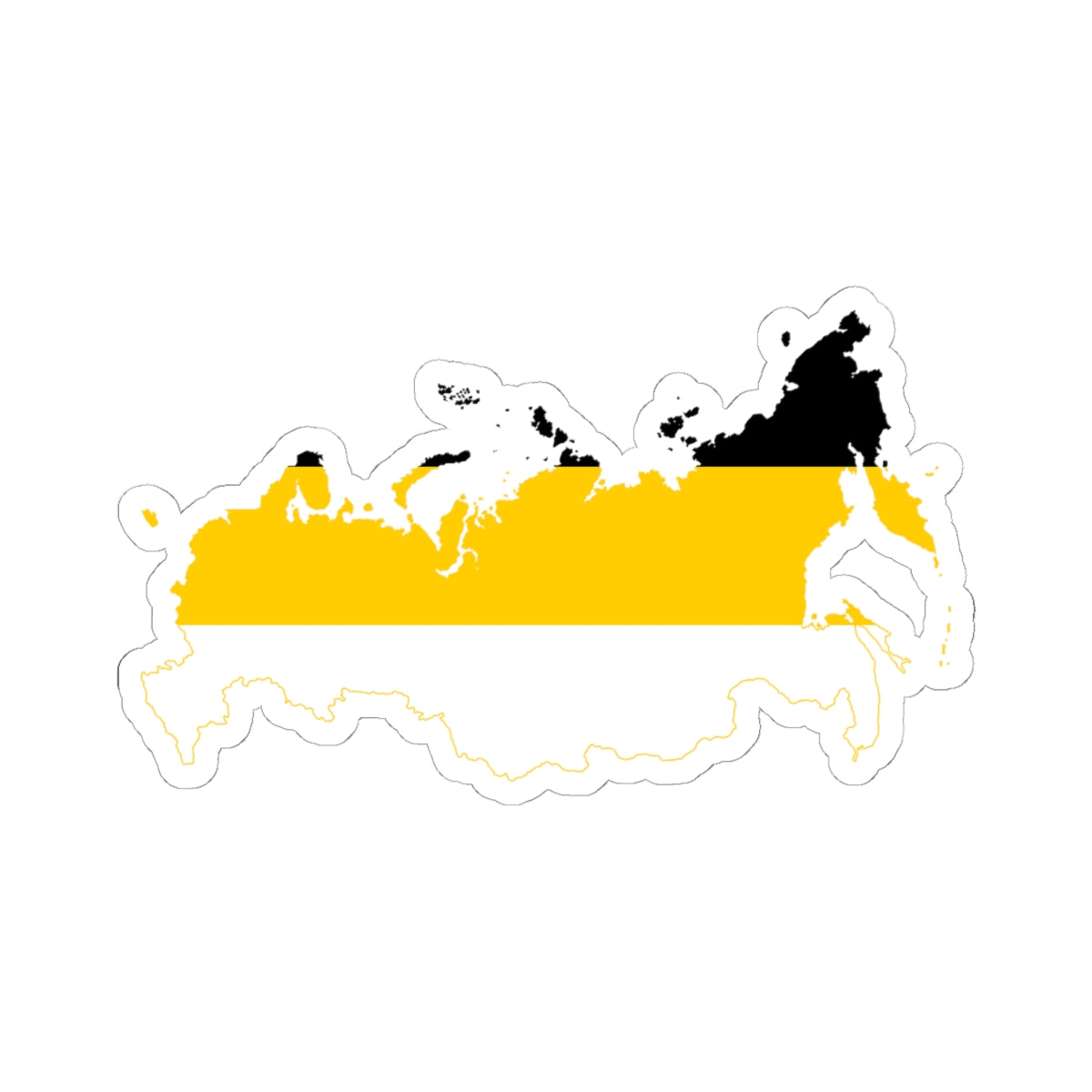 Flag-map of Russia Black-Yellow-White (Russia) STICKER Vinyl Kiss-Cut Decal