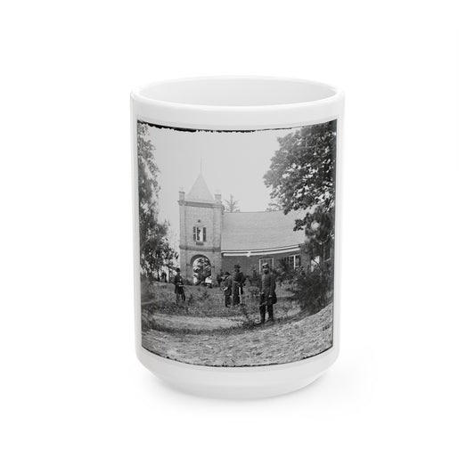 White House Landing, Va., Vicinity. St. Peter's Church, With Federal Soldiers (U.S. Civil War) White Coffee Mug