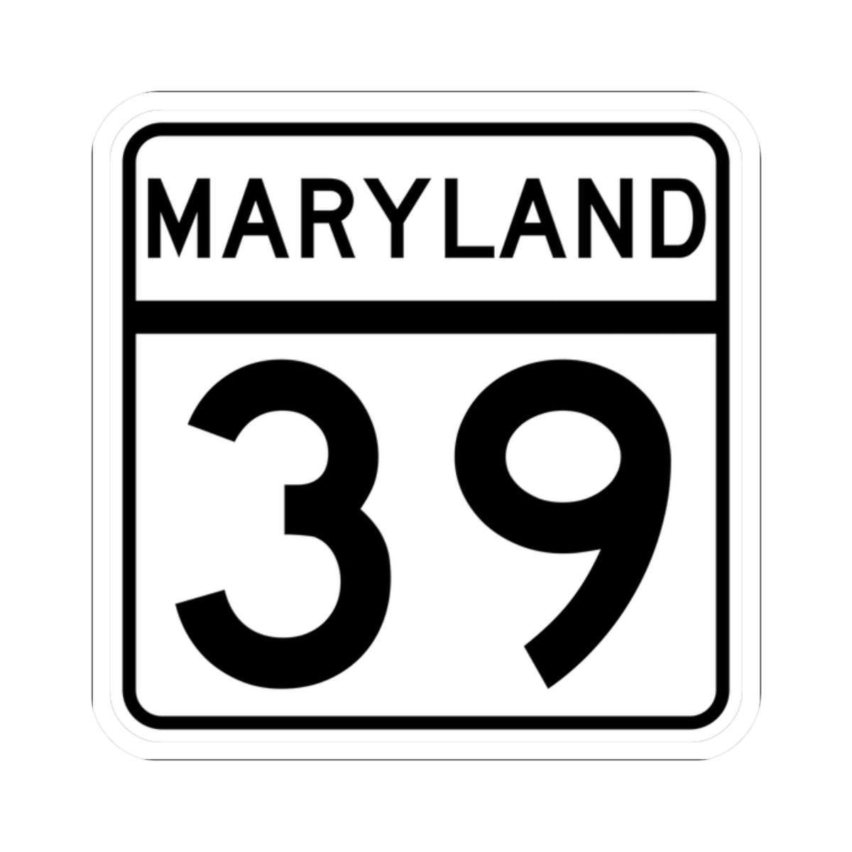 MD Route 39 (Maryland) (Road Sign) STICKER Vinyl Kiss-Cut Decal