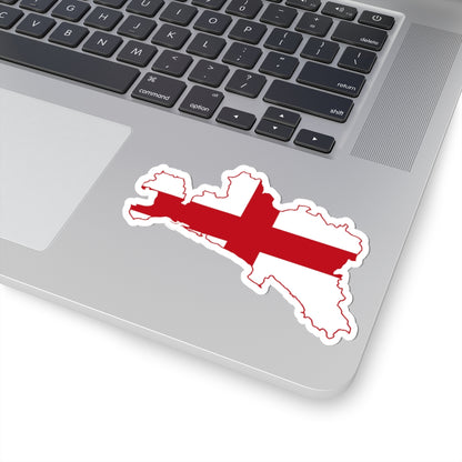 Flag map of the Province of Genoa (Italy) STICKER Vinyl Kiss-Cut Decal