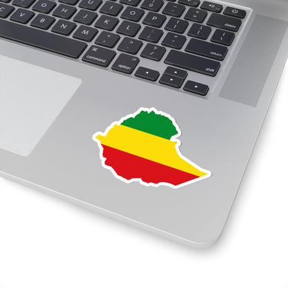 Flag map of Ethiopia 1993-1996 (Ethiopia) STICKER Vinyl Kiss-Cut Decal