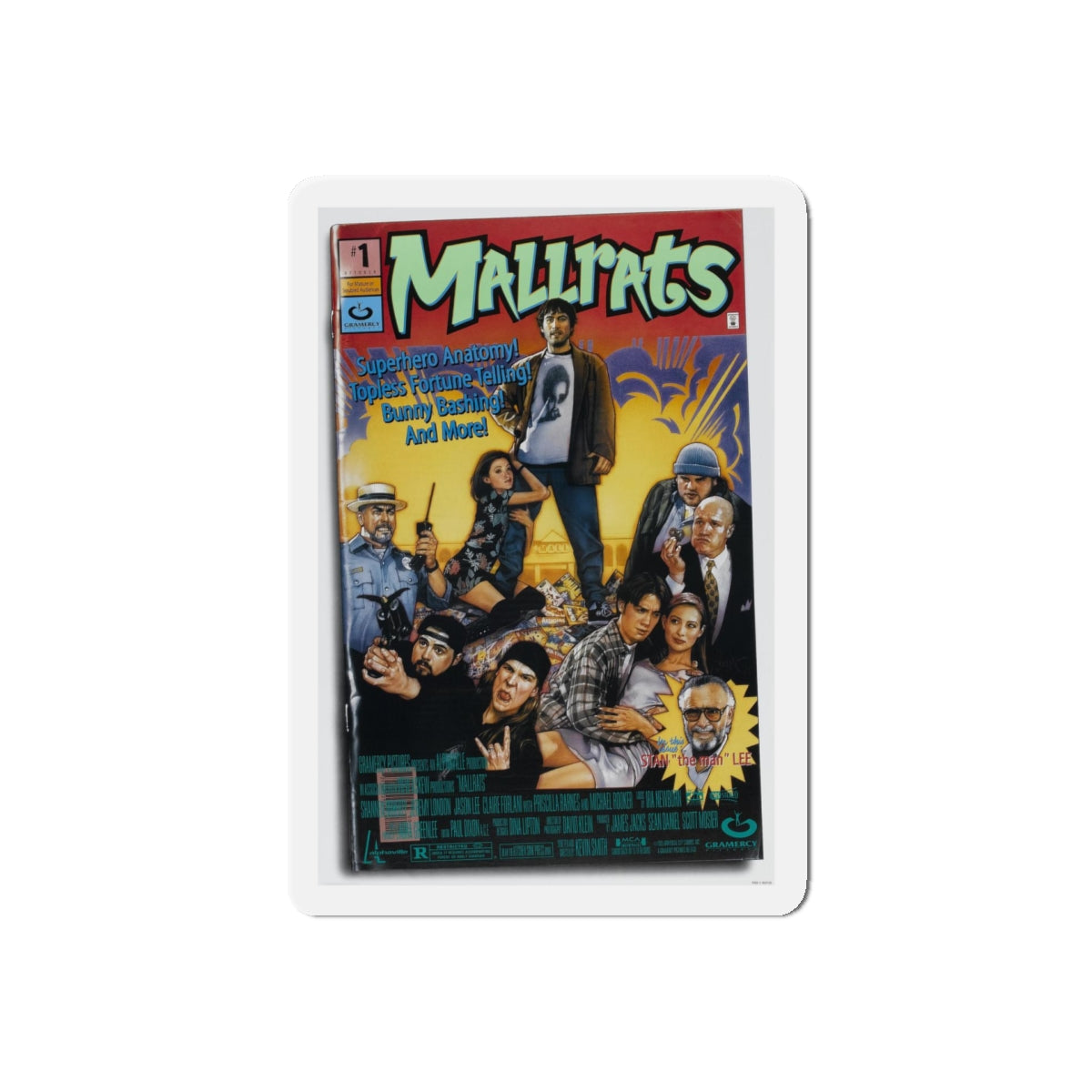 MALLRATS 1995 Movie Poster - Refrigerator Magnet-5" x 5"-Die-Cut-1 pc-The Sticker Space