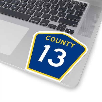County 13 MN (Minnesota) (Road Sign) STICKER Vinyl Kiss-Cut Decal