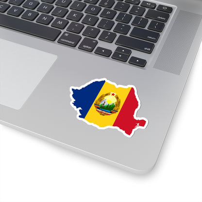 Flag-map of Romania 1965-1989 (Oman) STICKER Vinyl Kiss-Cut Decal