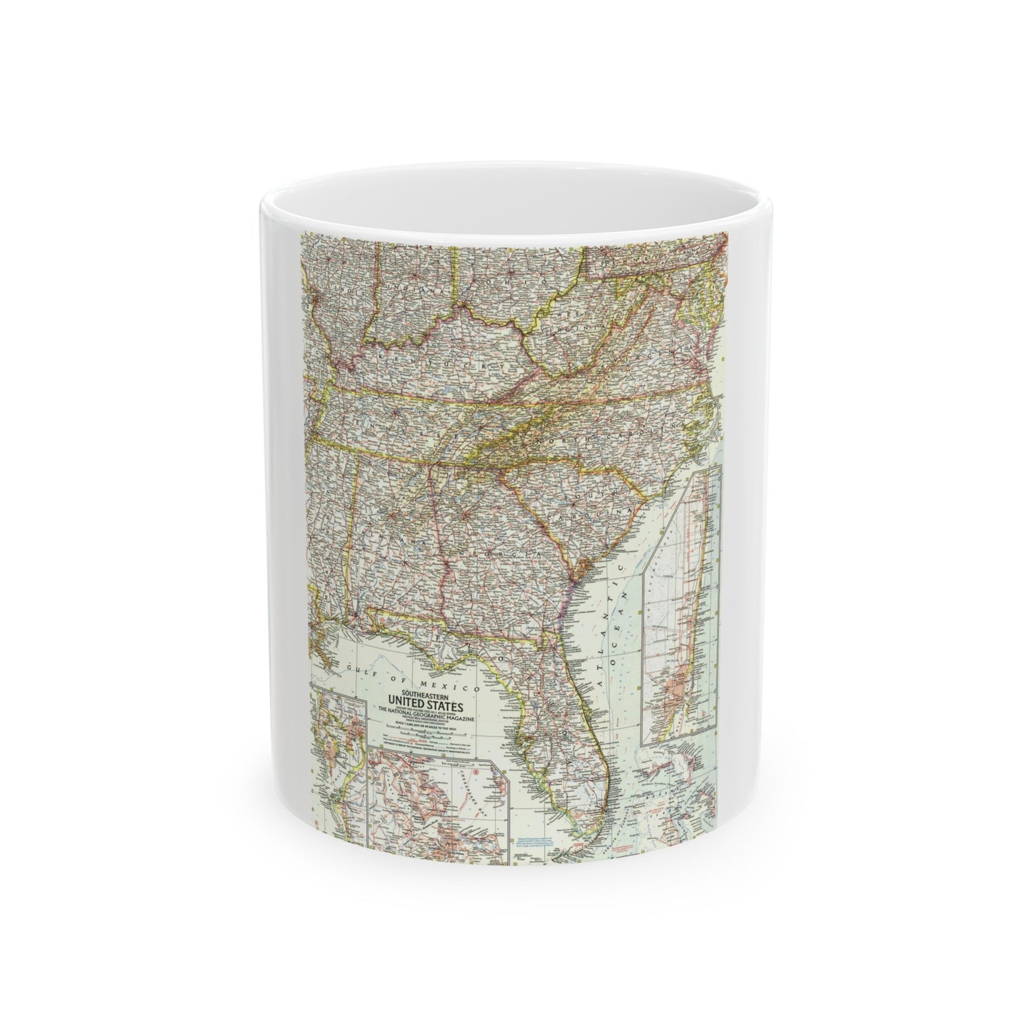 USA - Southeastern (1958) (Map) White Coffee Mug-11oz-The Sticker Space