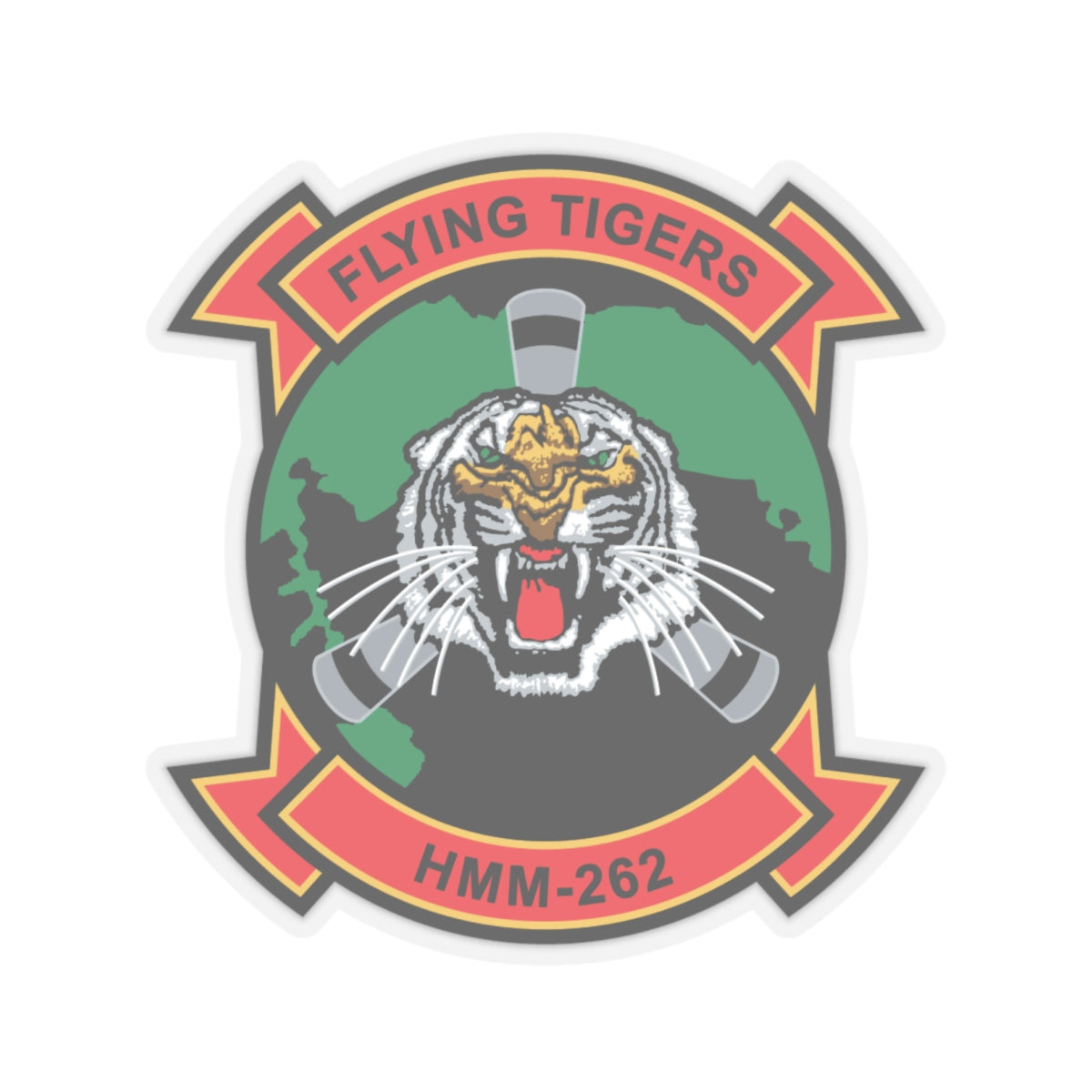 HMM 262 Flying Tigers (USMC) STICKER Vinyl Kiss-Cut Decal-6 Inch-Transparent-The Sticker Space