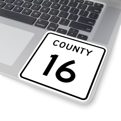 County 16 square (Minnesota) (Road Sign) STICKER Vinyl Kiss-Cut Decal