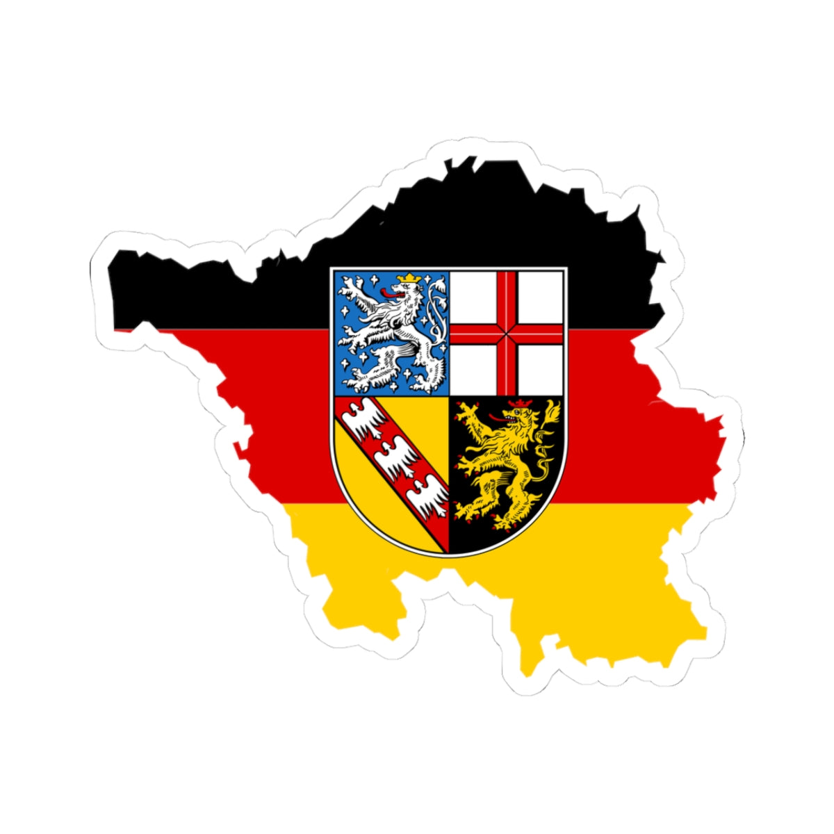 Flag map of Saarland (Germany) STICKER Vinyl Kiss-Cut Decal