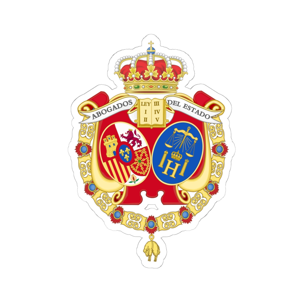 Coat of Arms of the Spanish Legal Representatives of the State - STICKER Vinyl Kiss-Cut Decal
