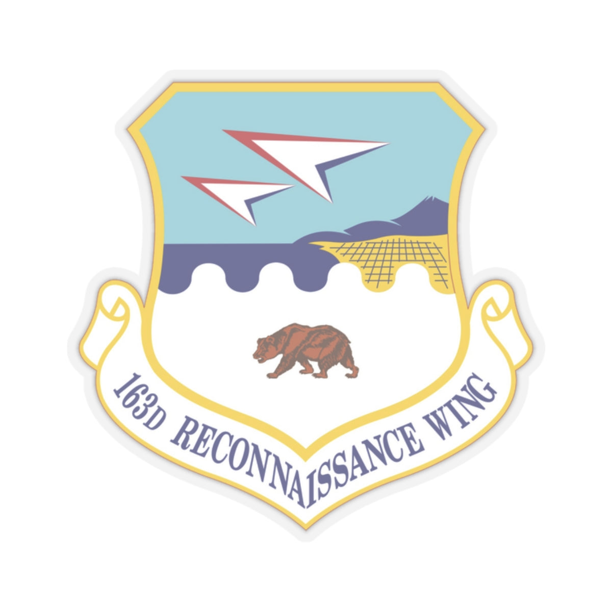 163d Reconnaissance Wing (U.S. Air Force) STICKER Vinyl Kiss-Cut Decal-2" × 2"-Transparent-The Sticker Space