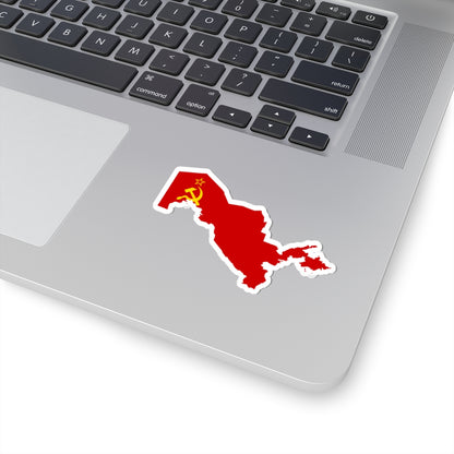 Uzbekistan Map with Soviet Flag (Uzbekistan) STICKER Vinyl Kiss-Cut Decal