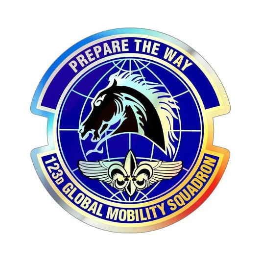 123d Global Mobility Squadron (U.S. Air Force) Holographic STICKER Die-Cut Vinyl Decal 6 Inch Holographic - The Sticker Space