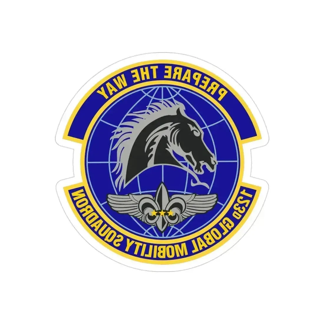 123d Global Mobility Squadron (U.S. Air Force) REVERSE PRINT Transparent Die-Cut STICKER 3 Inch Die-Cut Transparent - The Sticker Space