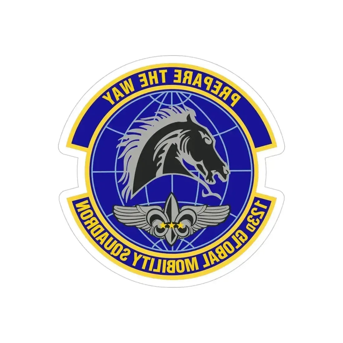 123d Global Mobility Squadron (U.S. Air Force) REVERSE PRINT Transparent Die-Cut STICKER 4 Inch Die-Cut Transparent - The Sticker Space