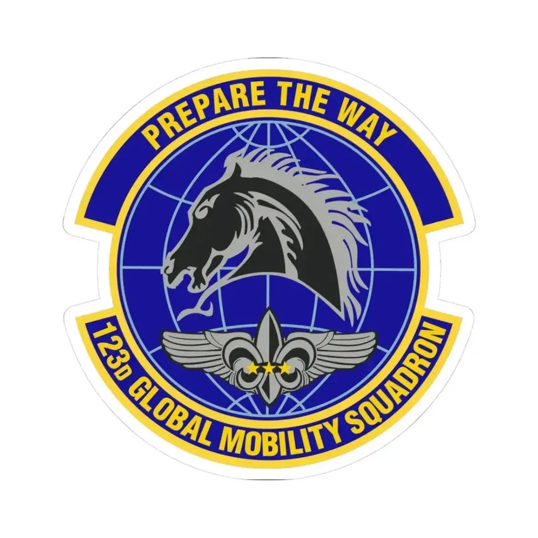 123d Global Mobility Squadron (U.S. Air Force) STICKER Vinyl Kiss-Cut Decal 3 Inch White - The Sticker Space