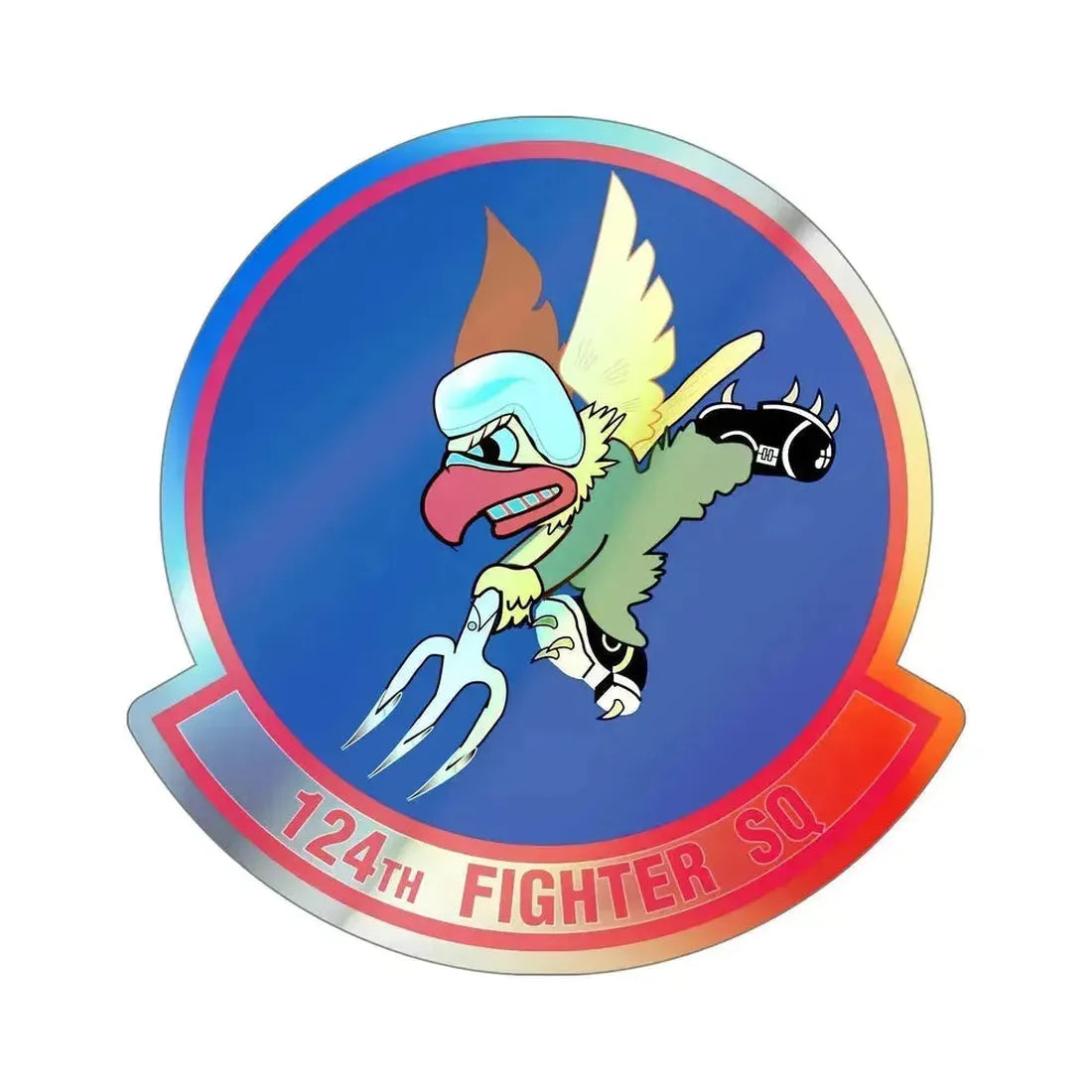 124 Fighter Squadron (U.S. Air Force) Holographic STICKER Die-Cut Vinyl Decal 5 Inch Holographic - The Sticker Space