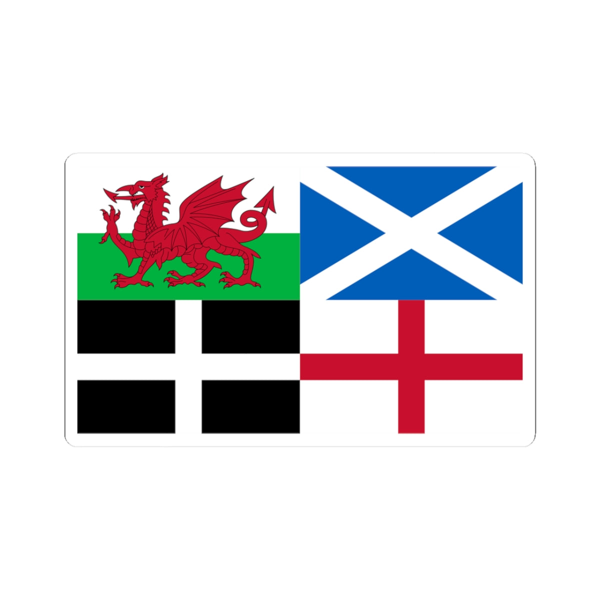 Flags of Wales Scotland Cornwall and England (England) STICKER Vinyl Kiss-Cut Decal