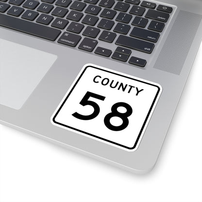County 58 square (Minnesota) (Road Sign) STICKER Vinyl Kiss-Cut Decal