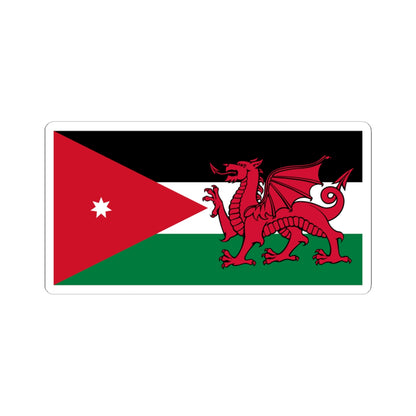 Hybrid Flag of Jordan and Wales (United Kingdom) STICKER Vinyl Kiss-Cut Decal