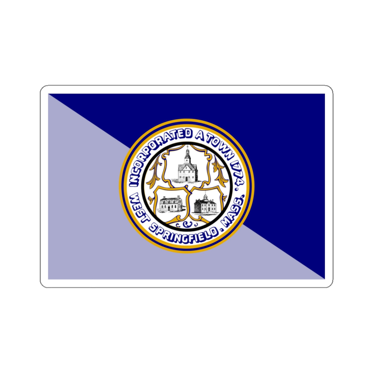 Flag of West Springfield, Massachusetts - STICKER Vinyl Kiss-Cut Decal