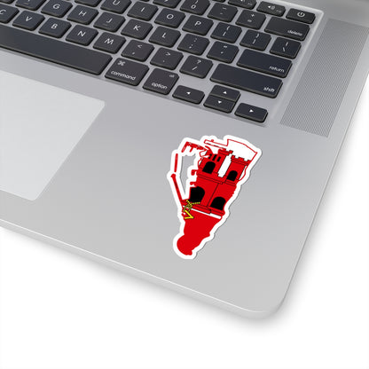 Flag map of Gibraltar (United Kingdom) STICKER Vinyl Kiss-Cut Decal