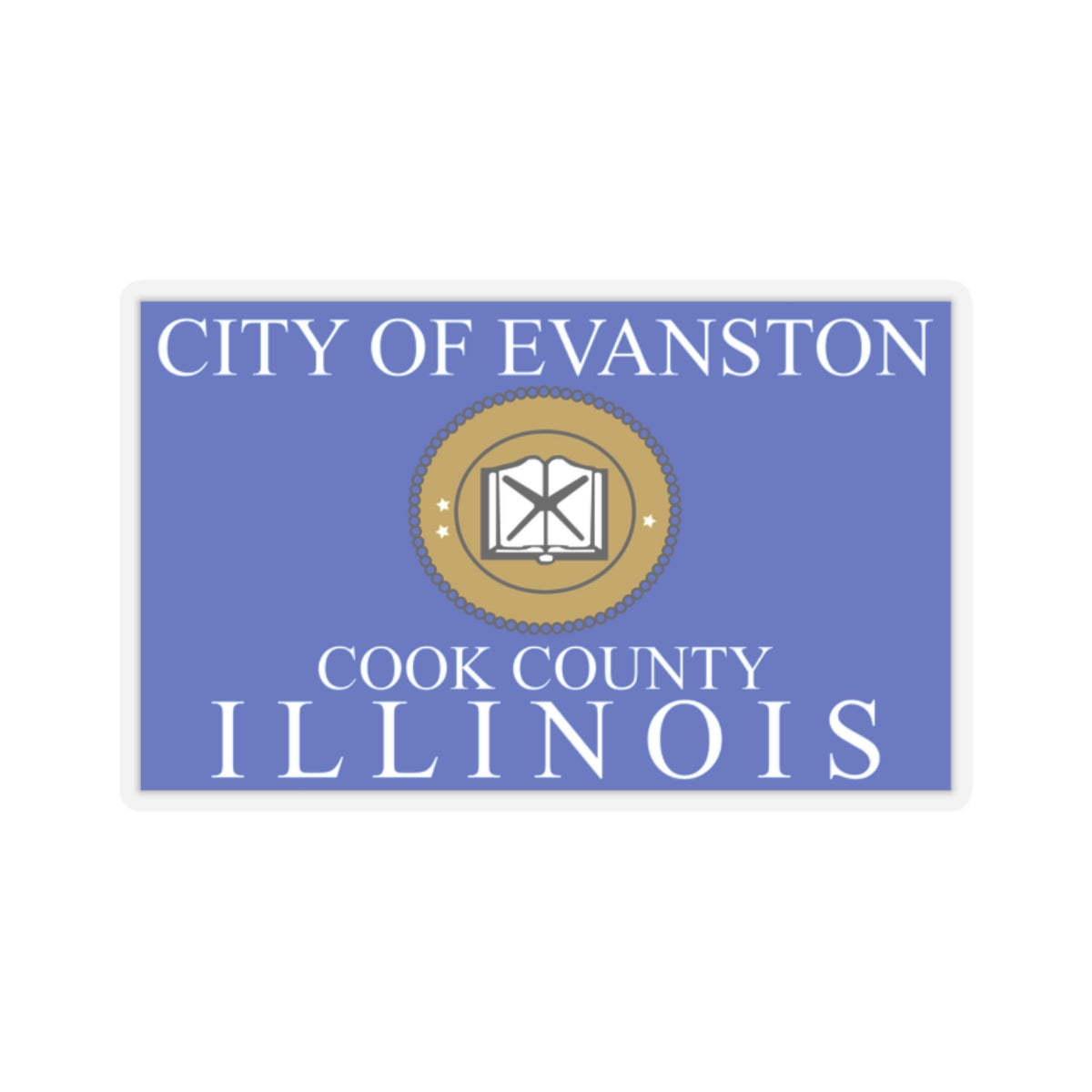 Flag of Evanston, IL - STICKER Vinyl Kiss-Cut Decal