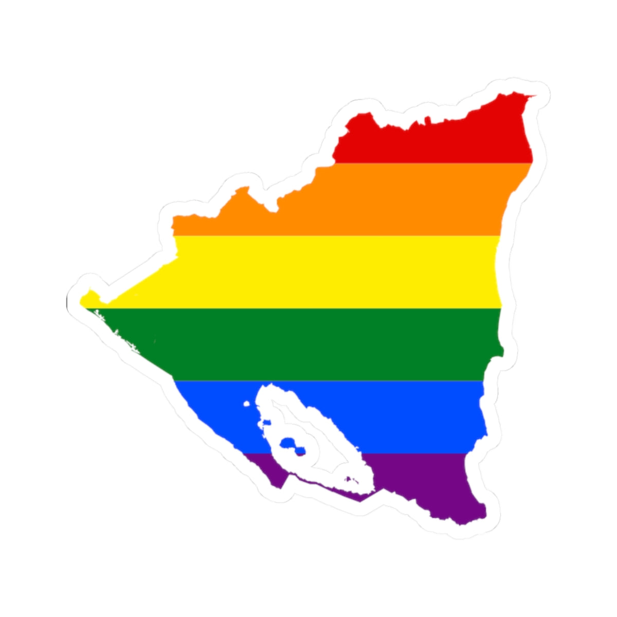 LGBT flag map of Nicaragua (Nicaragua) STICKER Vinyl Kiss-Cut Decal