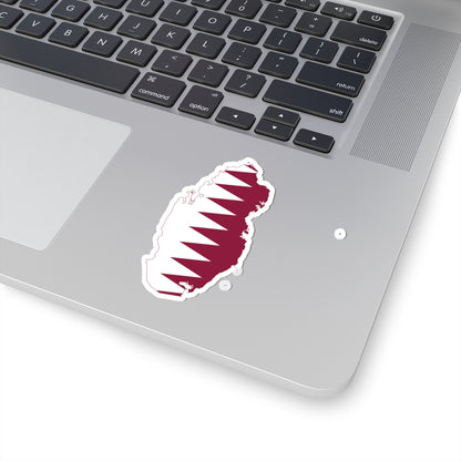 Flag-map of Qatar precise boundaries (Qatar) STICKER Vinyl Kiss-Cut Decal